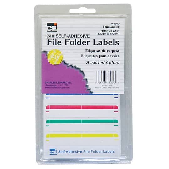 Charles Leonard File Folder Labels, 18 Packs of 248